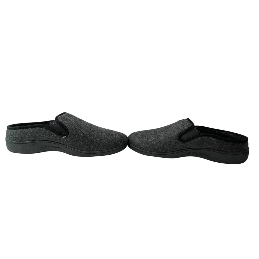 Vionic Unwind Mens Slippers Charcoal Grey Felt Orthotic Slip On Shoes Size 9.5